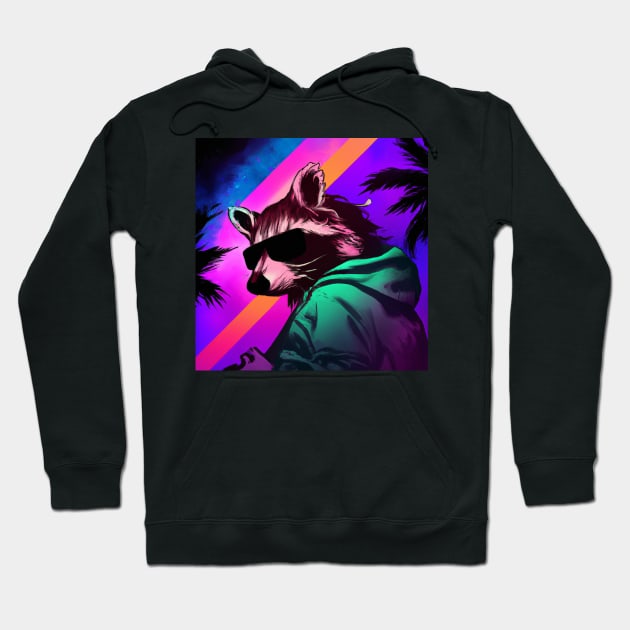 Vaporwave Racoon Hoodie by Trip Tank